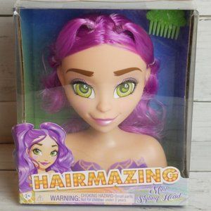 Hairmazing Mini Styling Head Purple Hair with Comb Fun Styling Head NEW